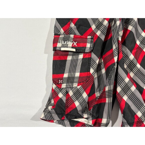 Hurley Mens Red Plaid San Juan Boardshorts Trunks Drawstring Swimwear Sz 36 - Picture 4 of 12